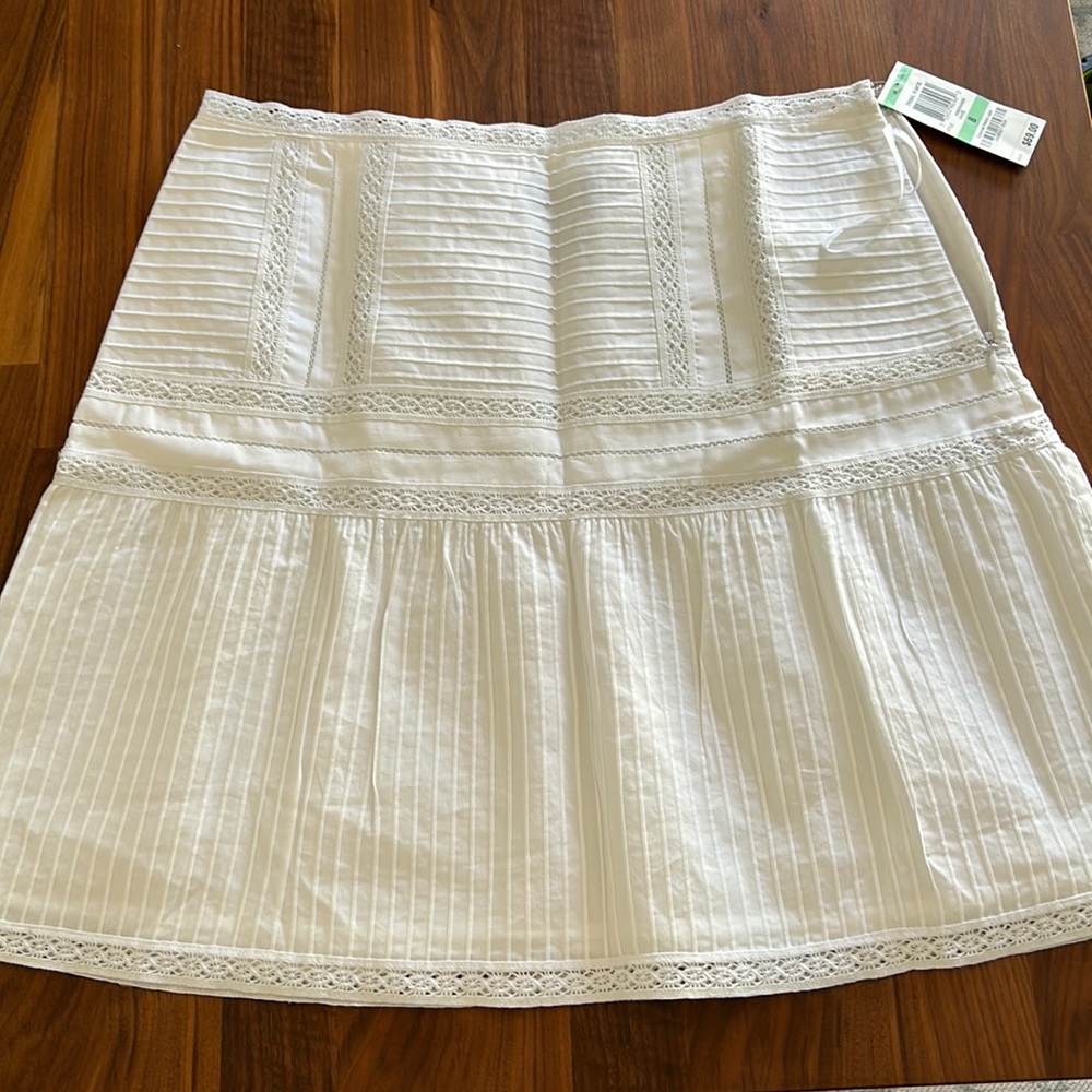 NEW 100% cotton white lace mini skirt